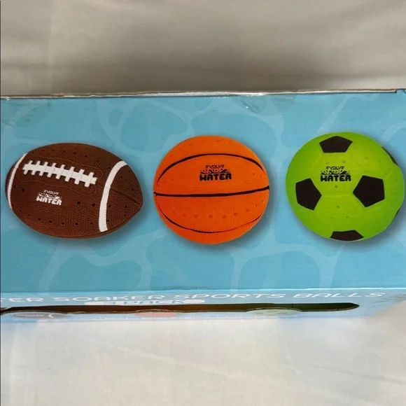 Evolve Water 3-pack 5" Soaker Sports Balls Kids: Football, Soccer, Basketball - Picture 3 of 9